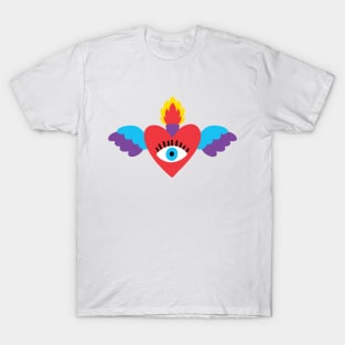Sacred Heart Evil Eye Mexican Art T-Shirt